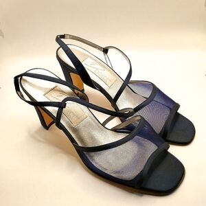 Dolce By Pierre Navy Strap Open Toe Heels Size 9 Heel 3in
